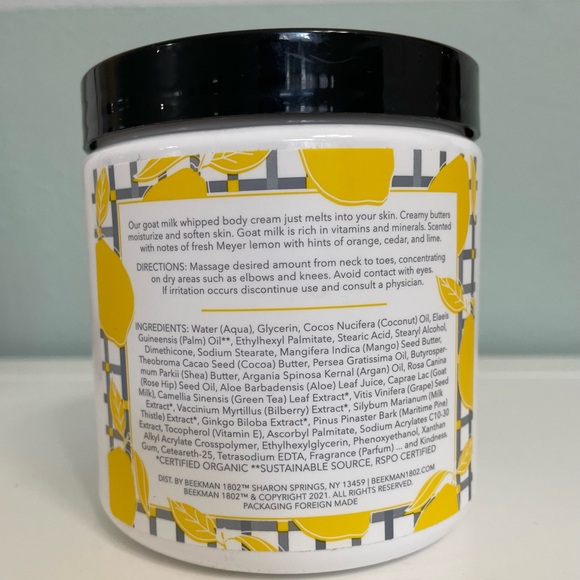 Beekman 1802 Sunshine lemon whipped body cream 18 fl oz - Picture 3 of 5